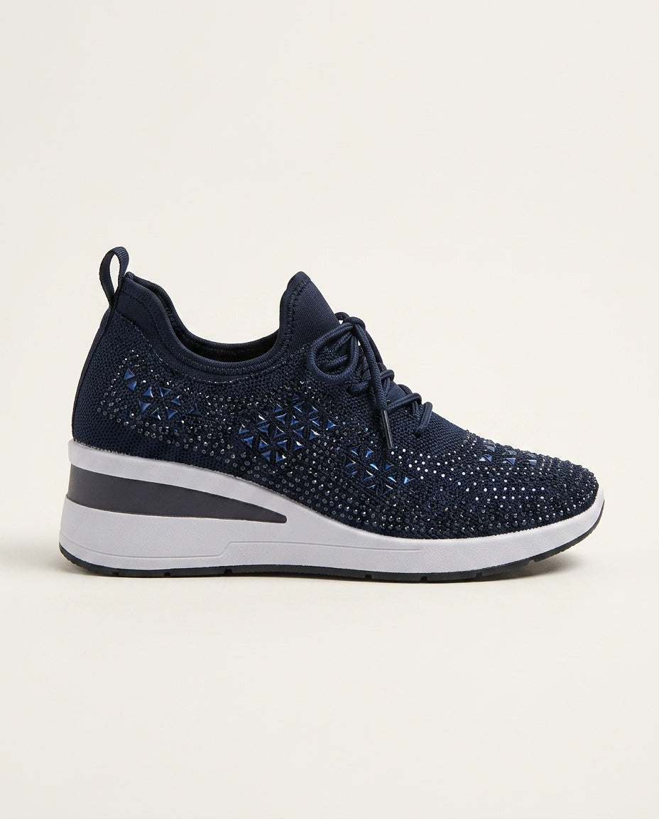 Nuria | Rhinestone Cushioned Platform Sneakers