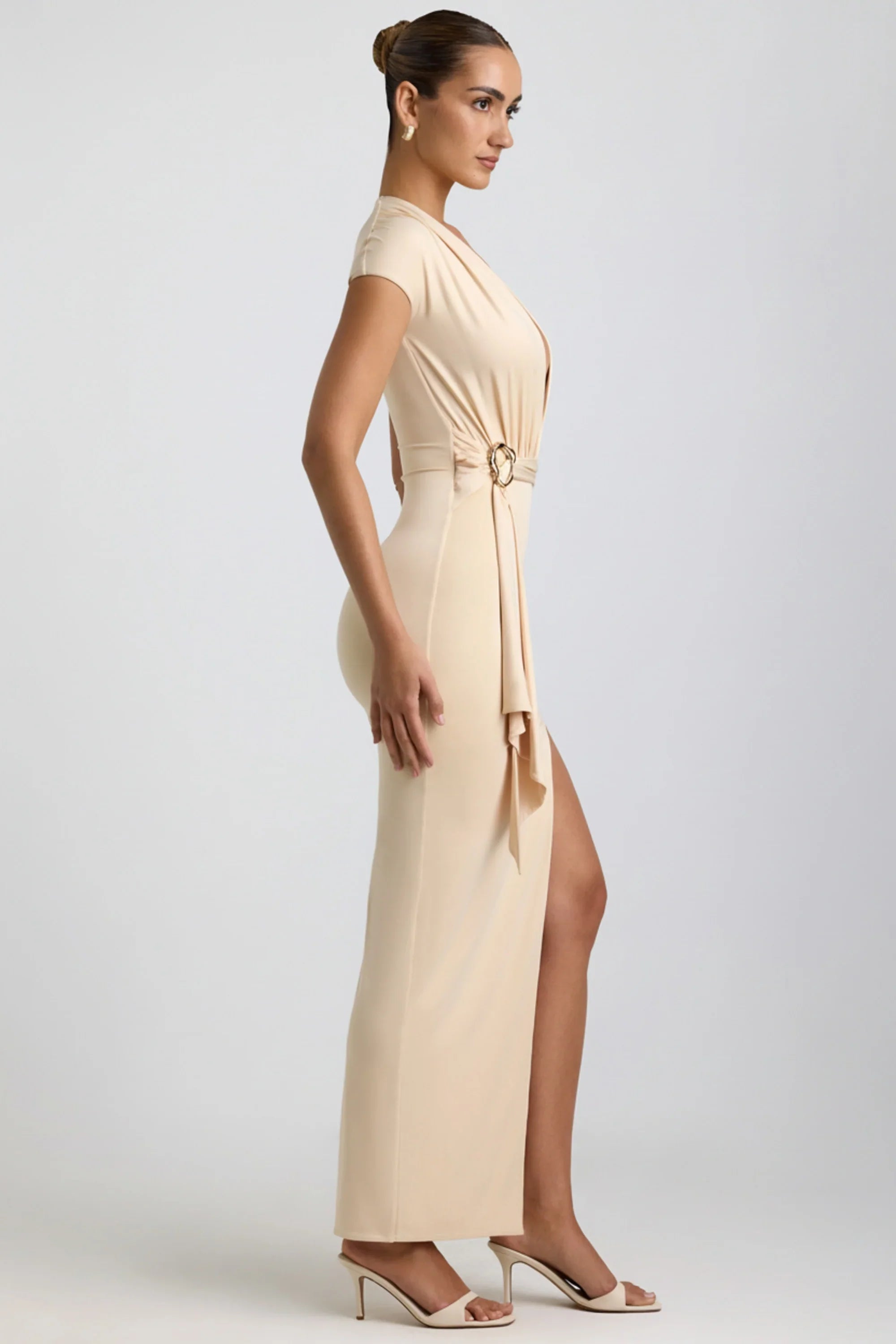 Frankie | High Split Plunge Hardware Maxi Dress