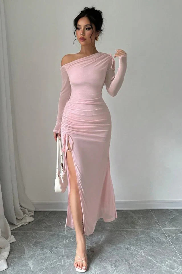 Quinn | Long Sleeve Asymmetric Bodycon Mini Dress