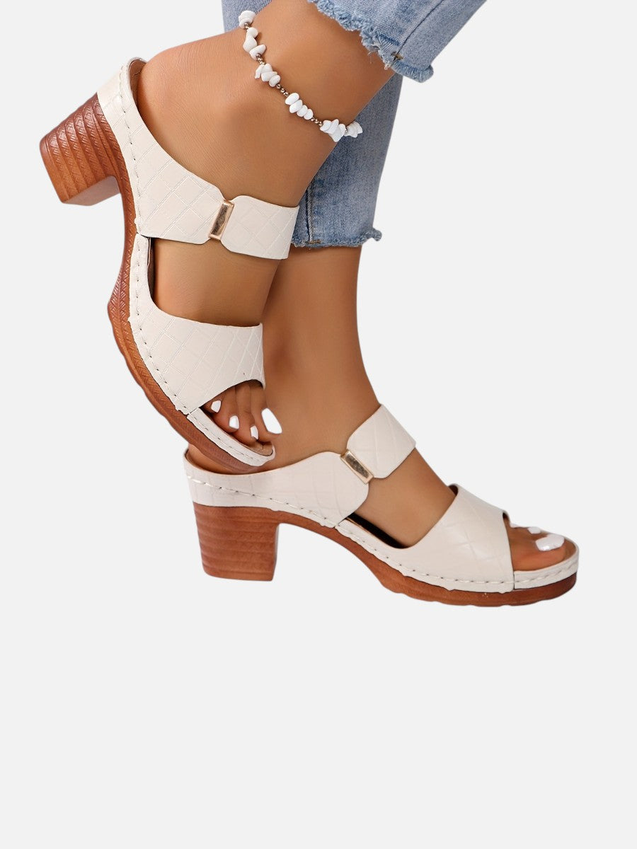 Salma | Quilted Block Heel Sandals with Cushioned Footbed