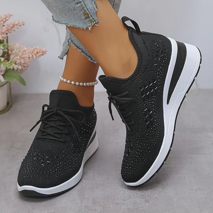 Nuria | Rhinestone Cushioned Platform Sneakers