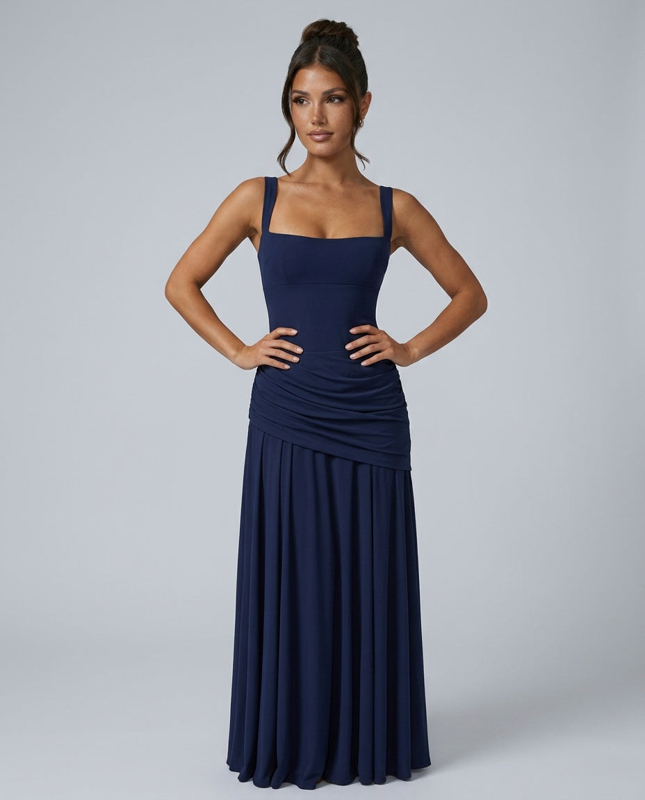 Hazel | Square Neck Backless Maxi Dress