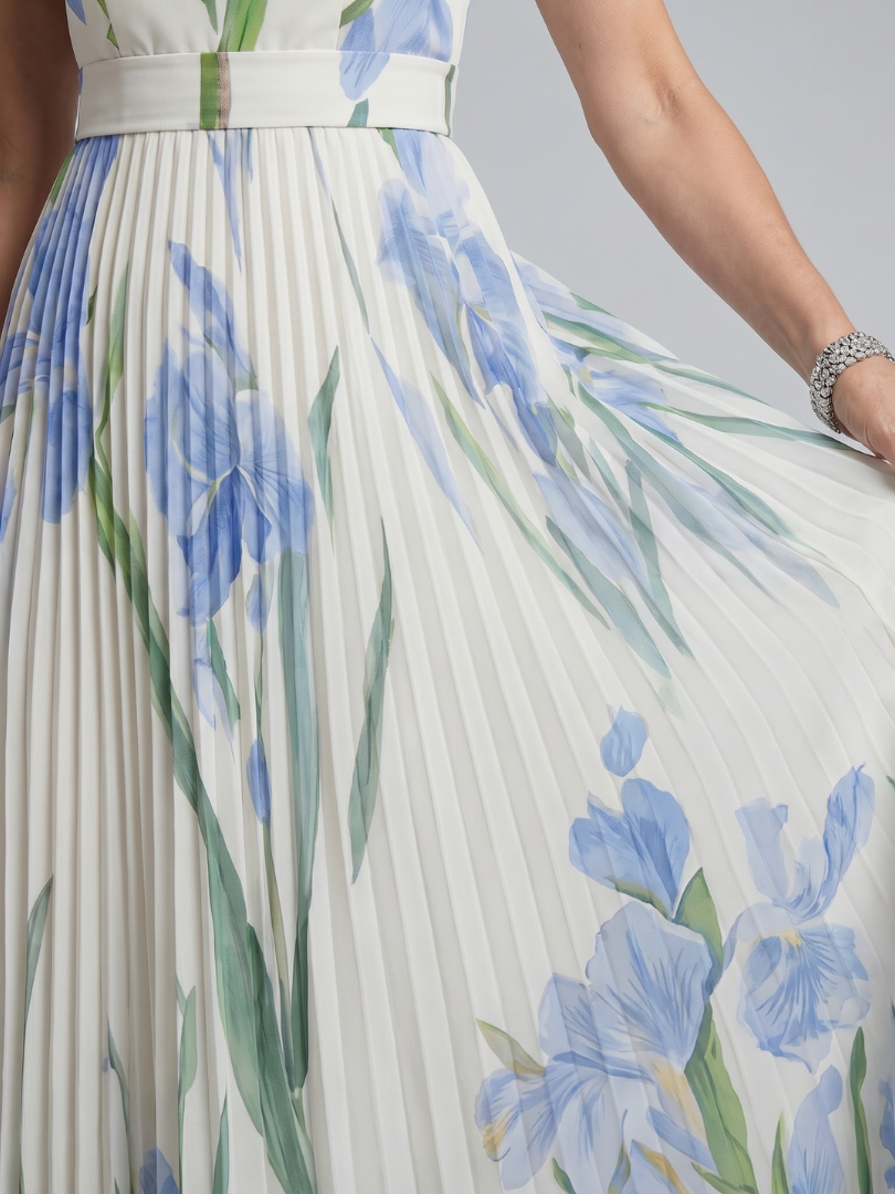 Reva | Sleeveless Square Neck Floral Print Midi Dress