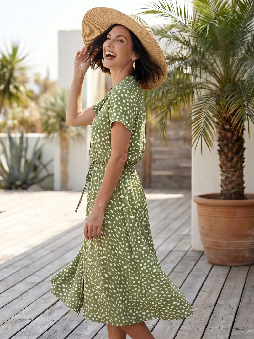 Fernanda | Printed Button-Front Belted Midi Dress