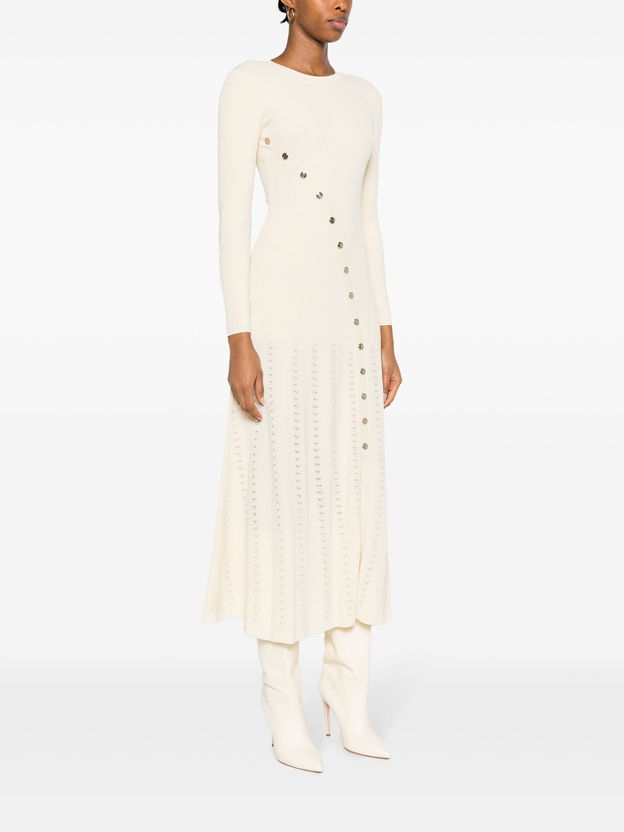 Mariana | Button-Front Ribbed-Knit Midi Dress