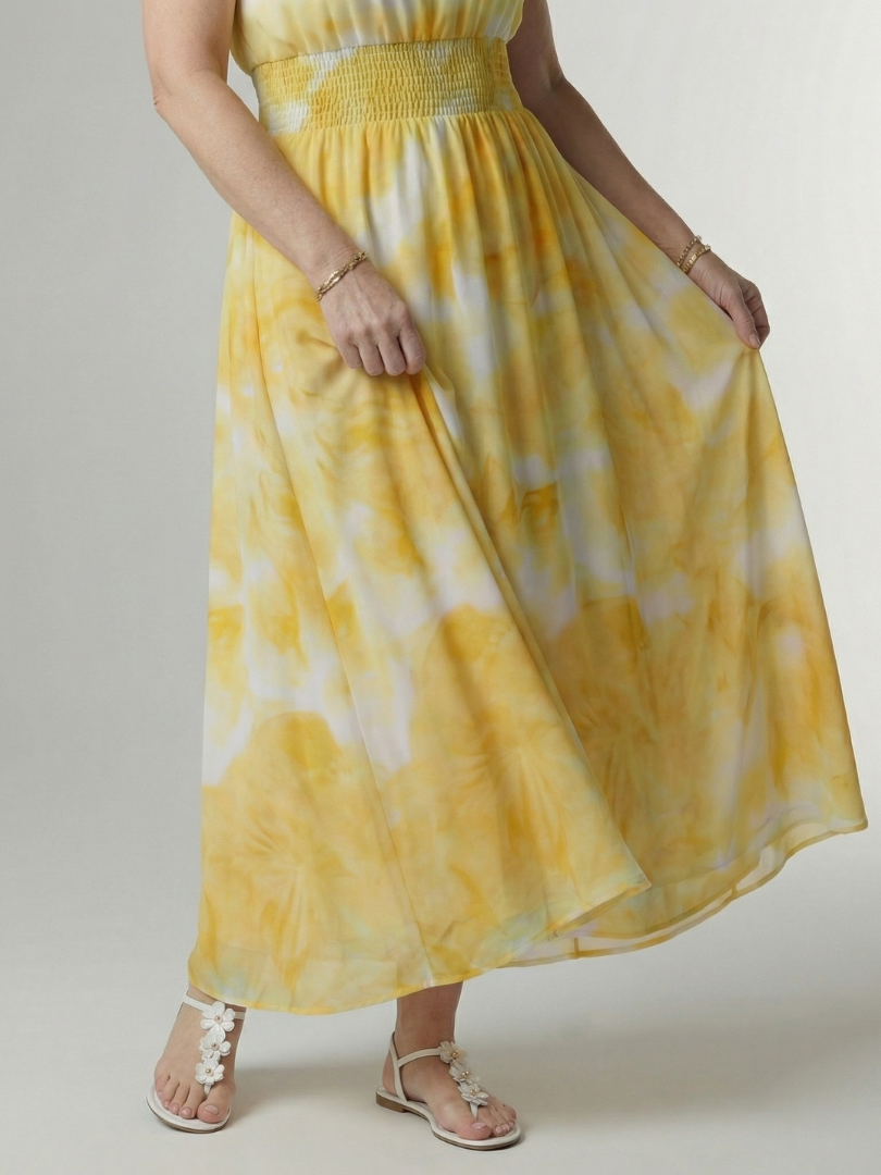 Niamh | Gathered Halter Flowy Midi Dress