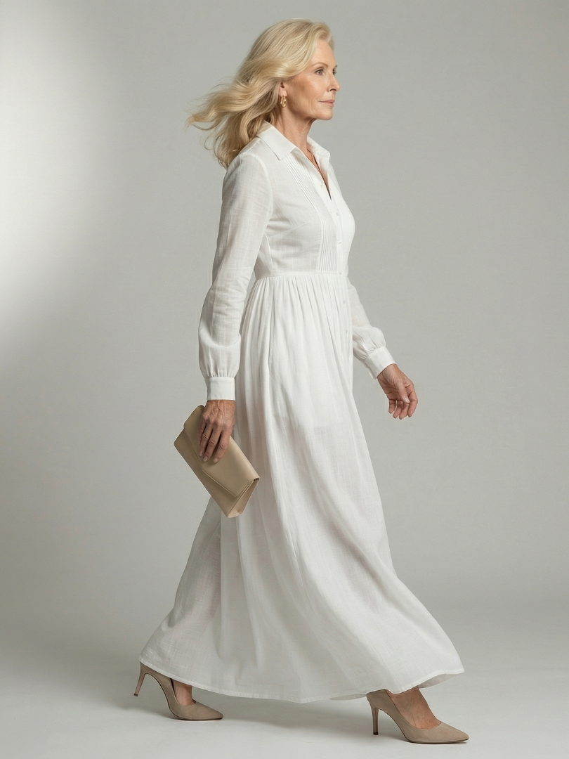 Lioren | Soft Flow White Maxi Dress
