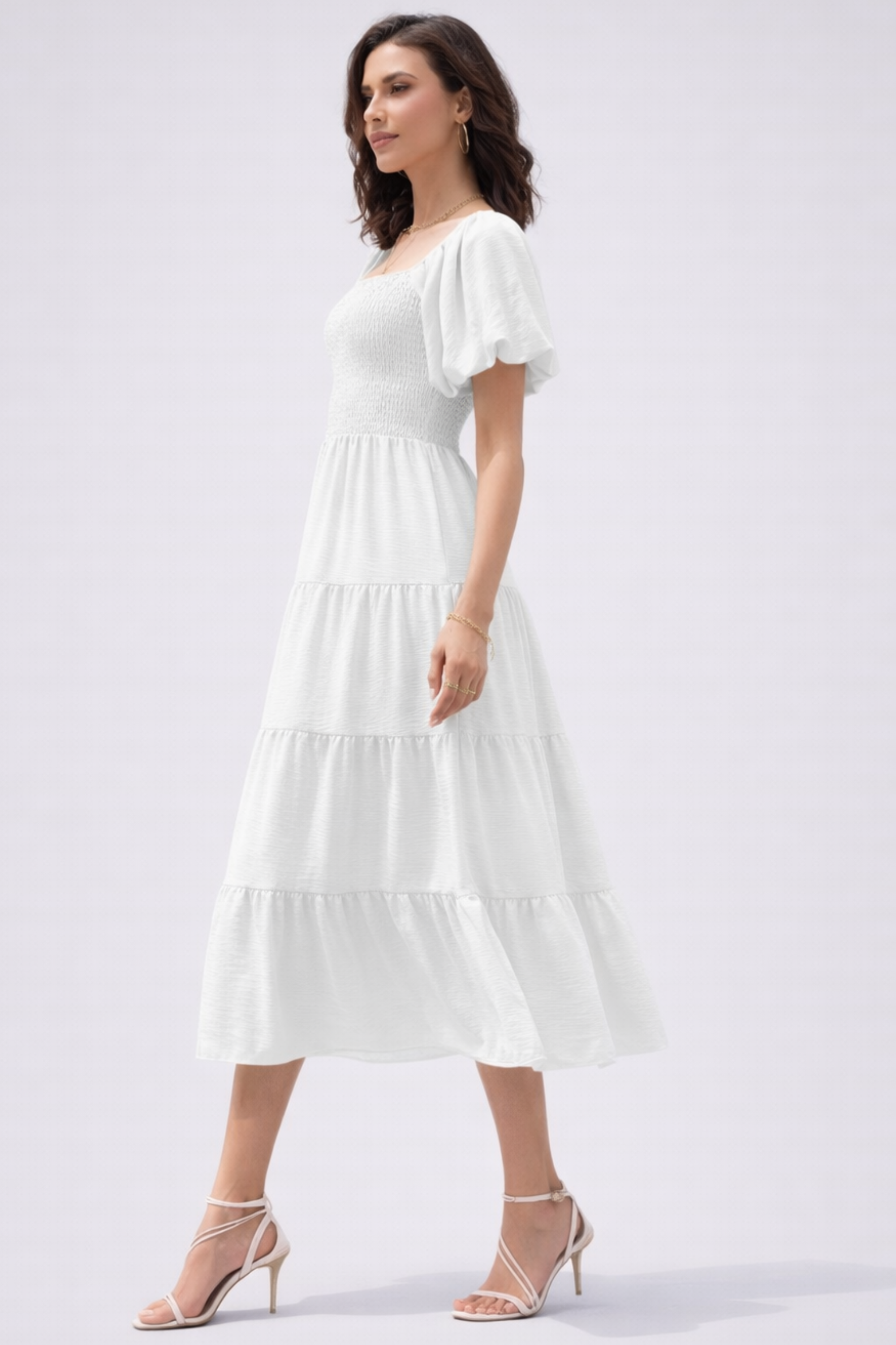Evie | Midi Dress with Smocked Bodice