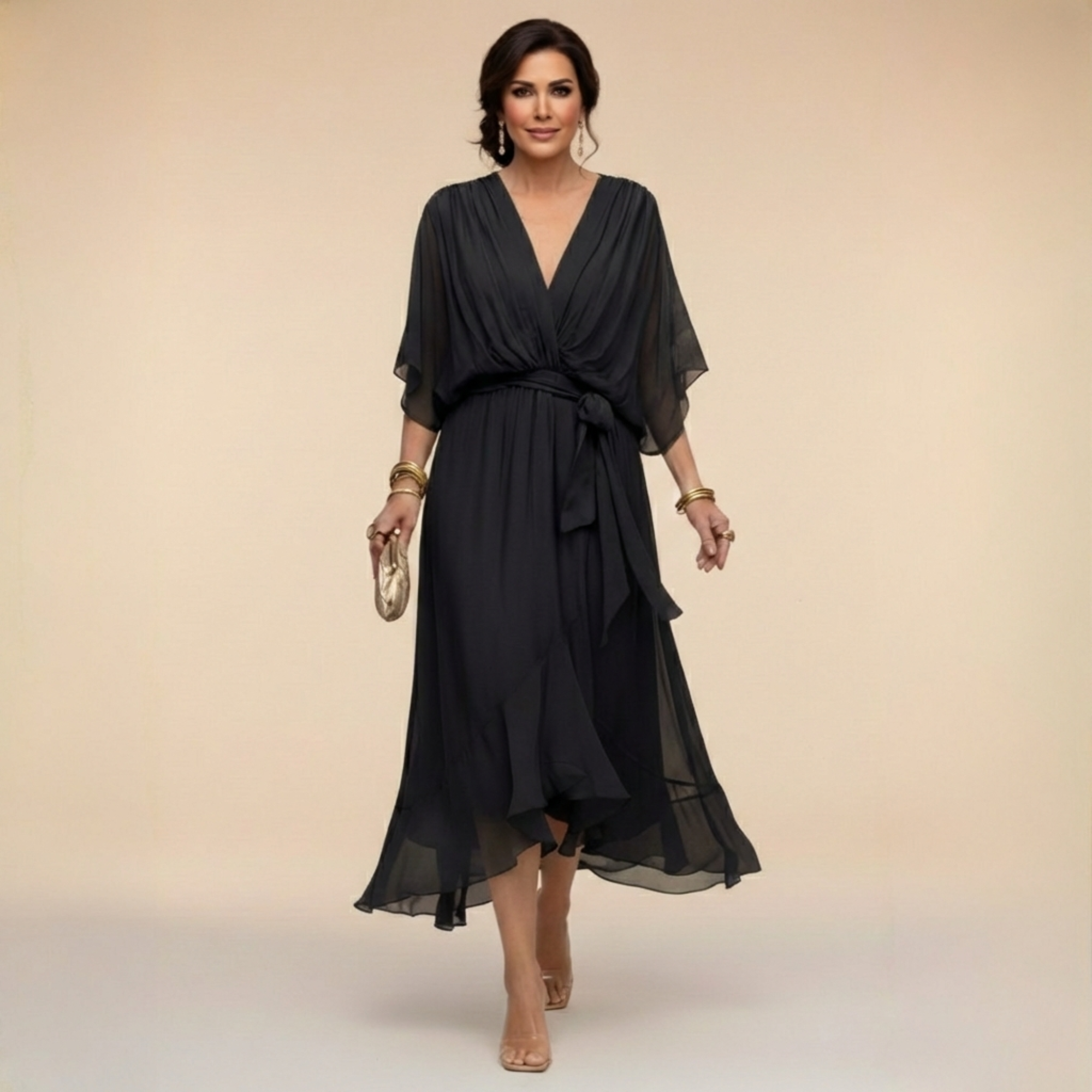 Senna | V-Neck Flowy Midi Dress