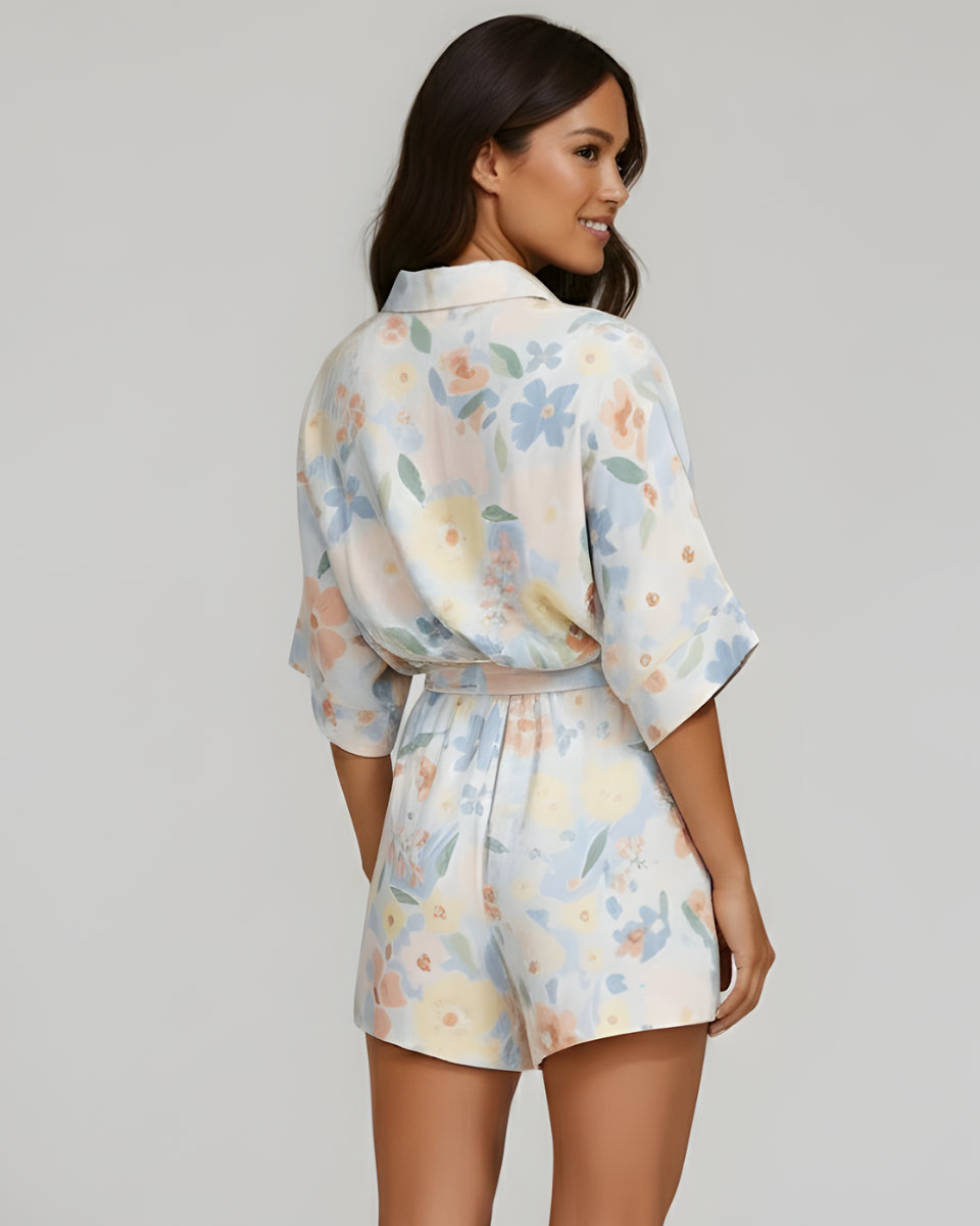 Calista | Floral Playsuit with Tie Waist