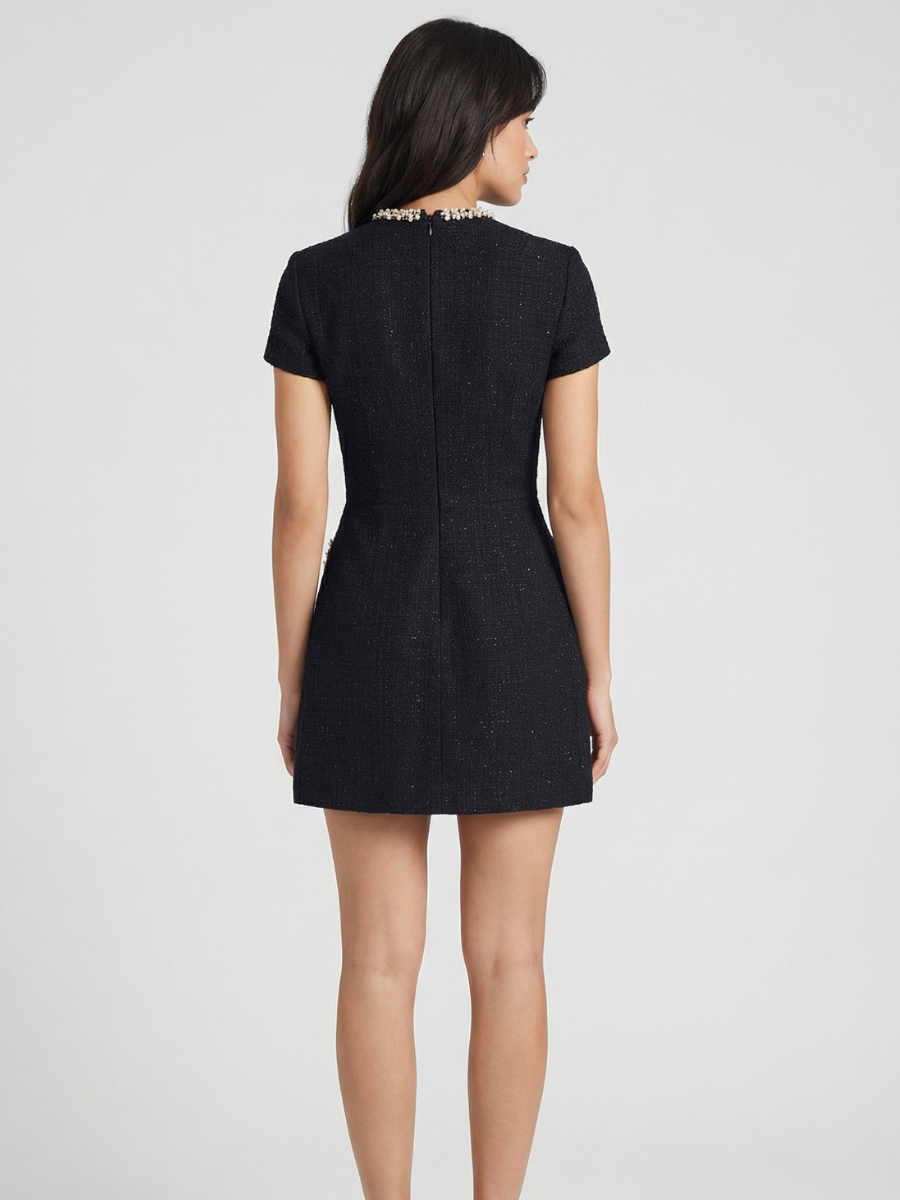 Colette | Mini Dress with Pearl Trim