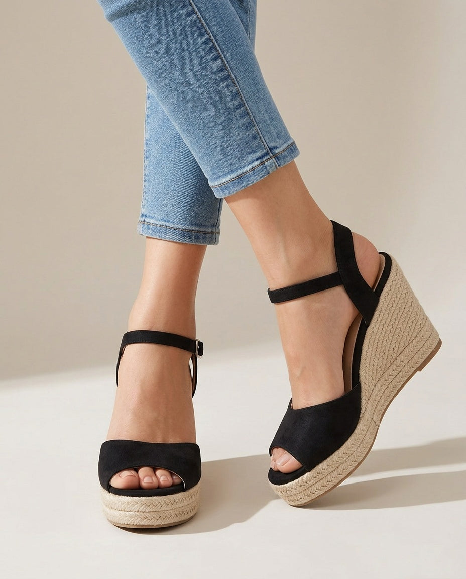 Marley | Braided Ankle Strap Wedge Espadrille Sandals