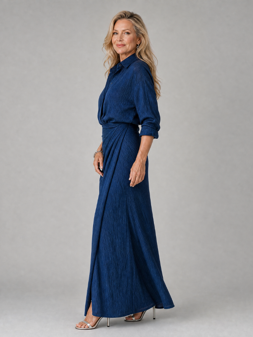 Rosa | Long Sleeve Wrap Front Maxi Dress