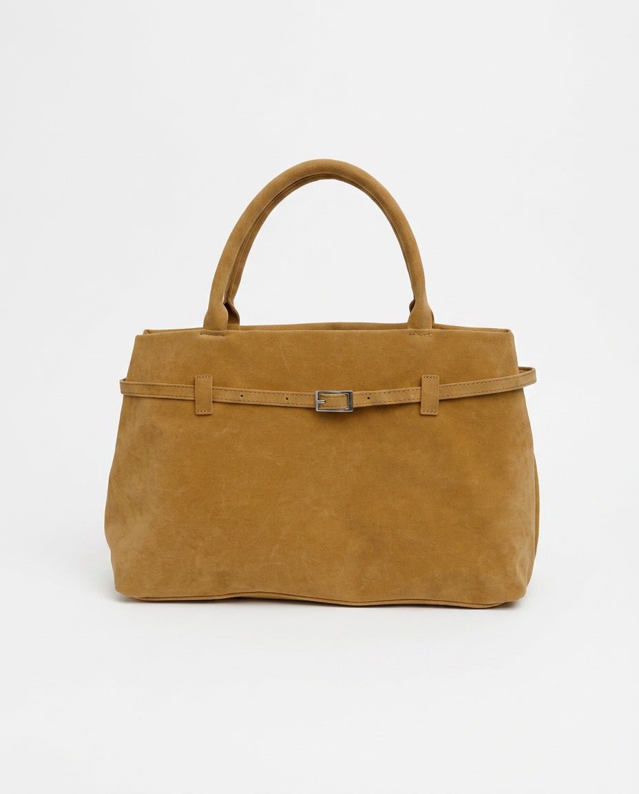 Structured Faux Suede Shoulder Bag