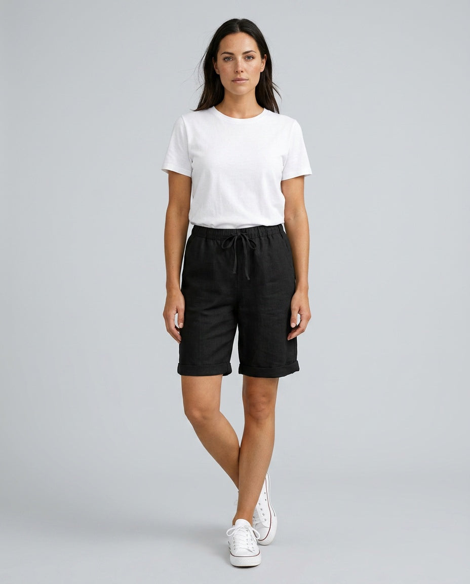 Alejandra | Relaxed Fit Linen-Blend Capri Trousers