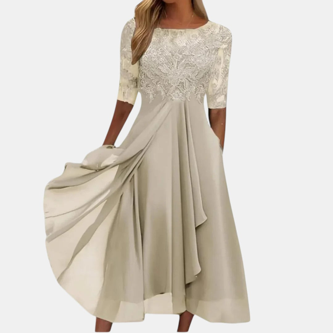 Giselle | Lace-Trim Midi Dress