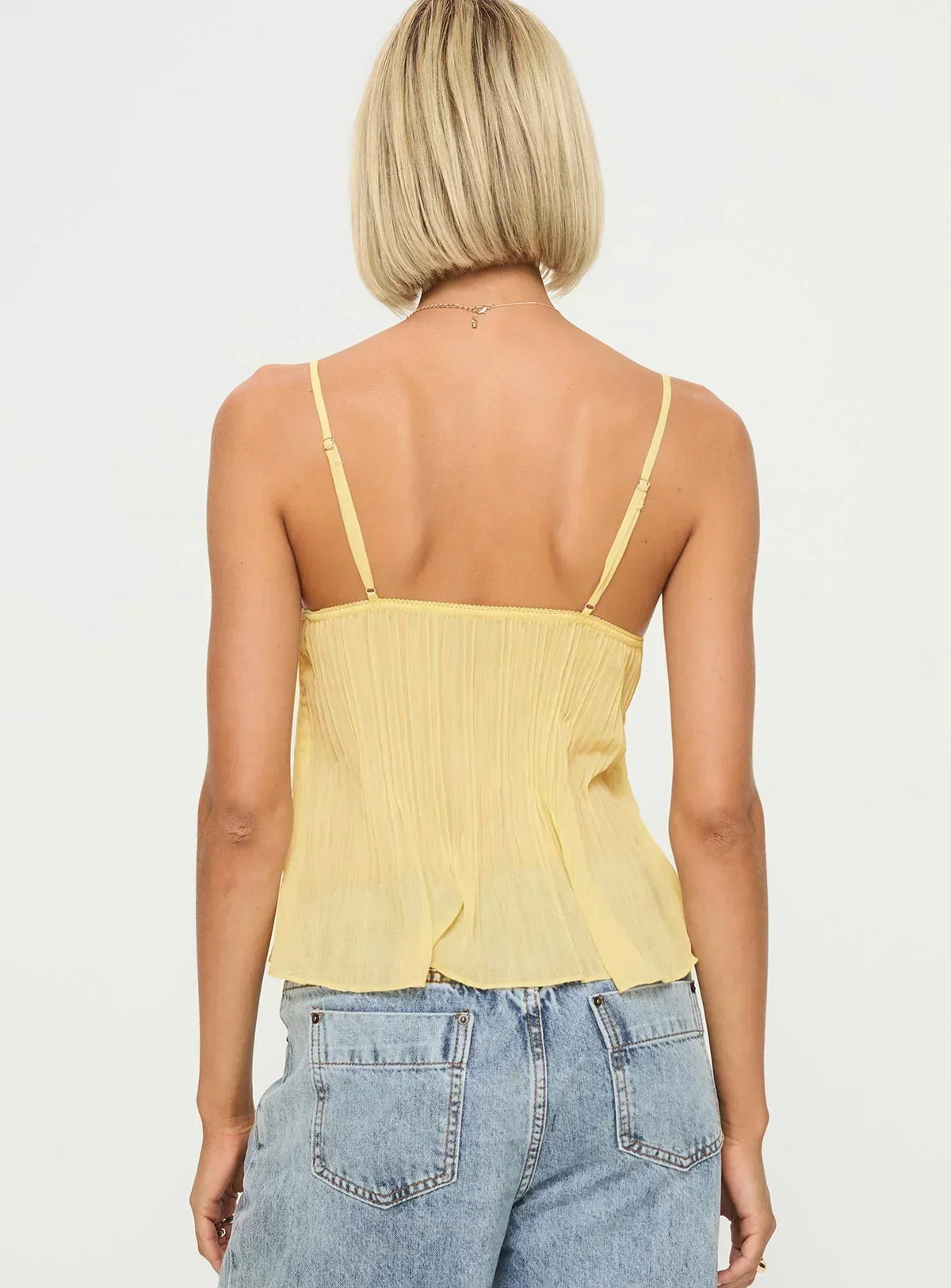 Soleil | Pleated Sweetheart Spaghetti Strap Top