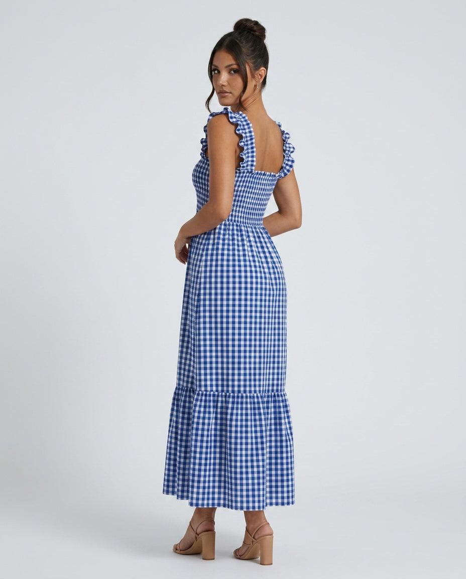 Billie | Plaid Spaghetti Strap Camisole Maxi Dress