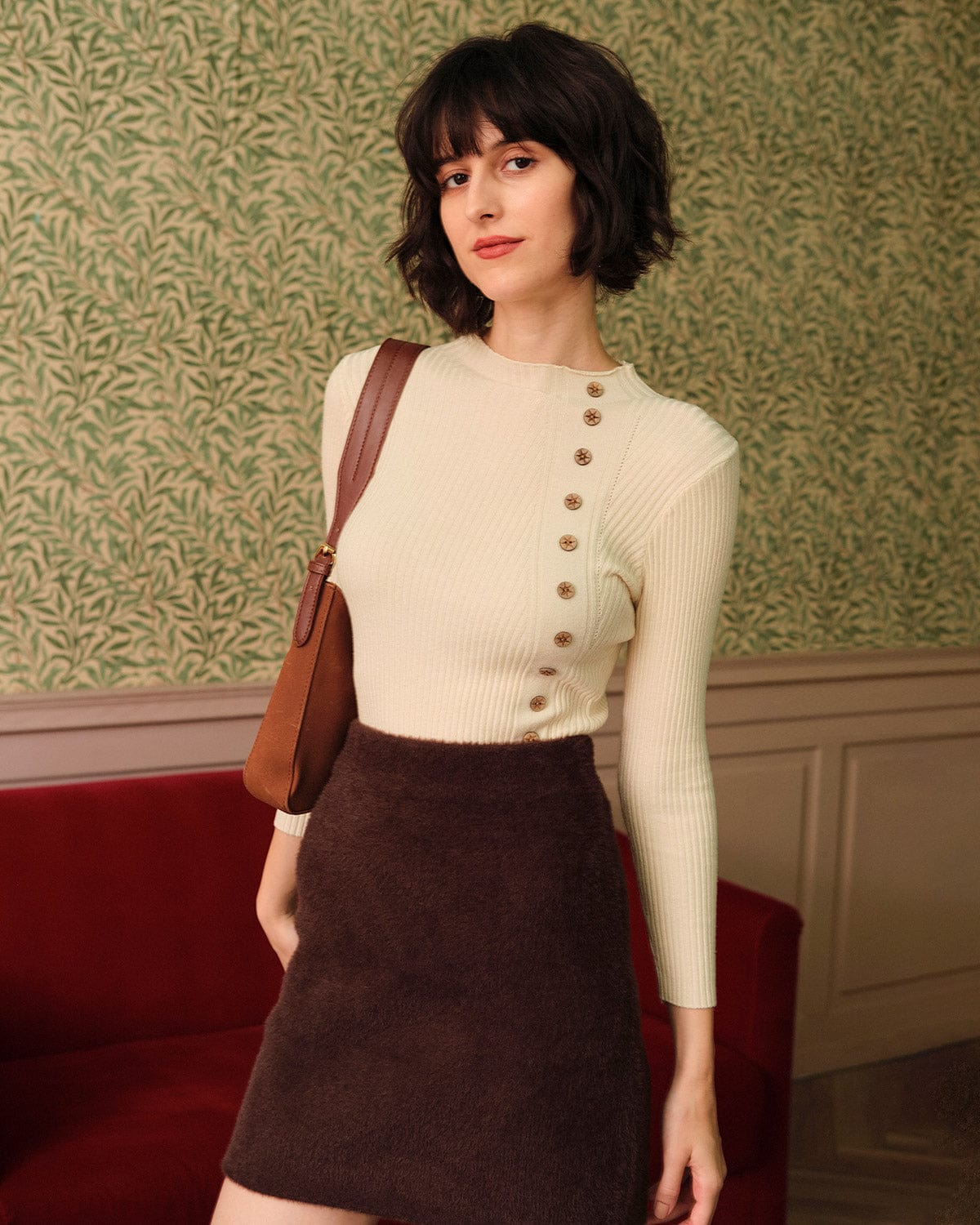 Una | Round Neck Ribbed Knit Top