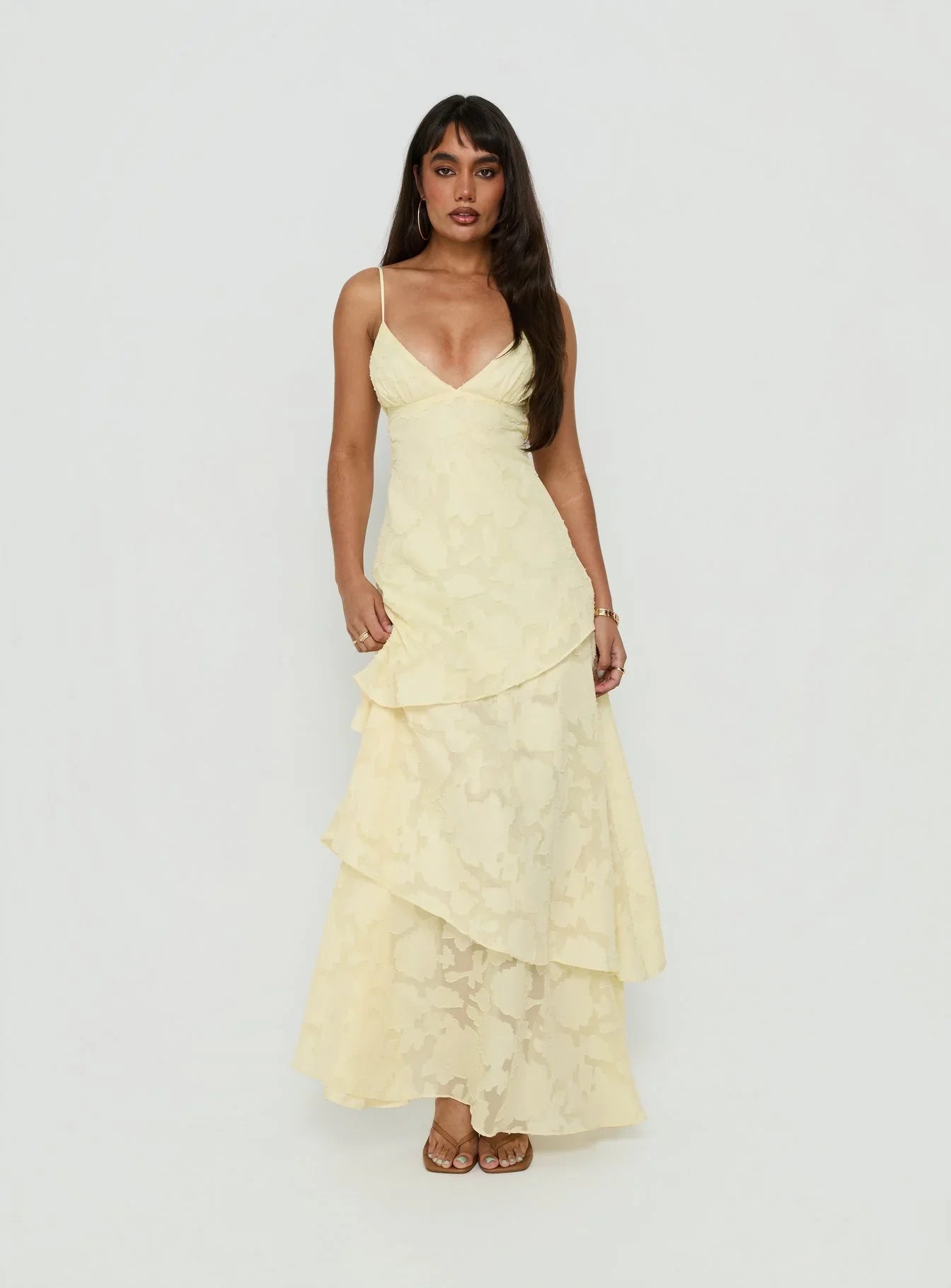 Lyricah | Tiered Floral Print Spaghetti Strap Maxi Dress