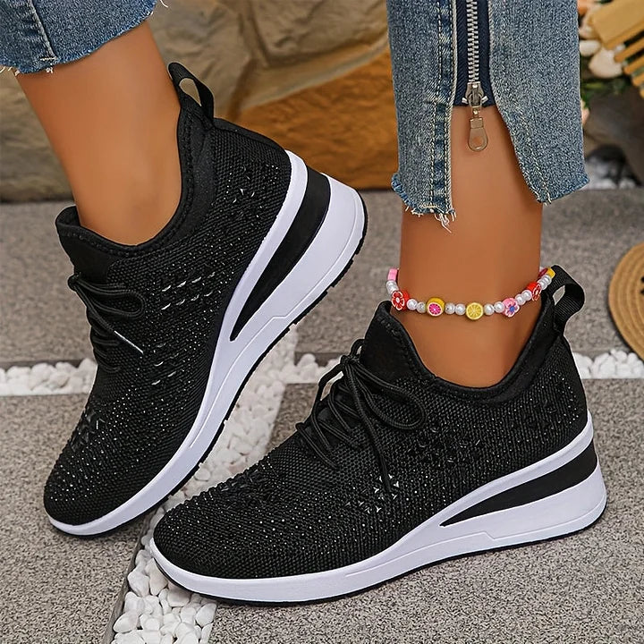 Nuria | Rhinestone Cushioned Platform Sneakers