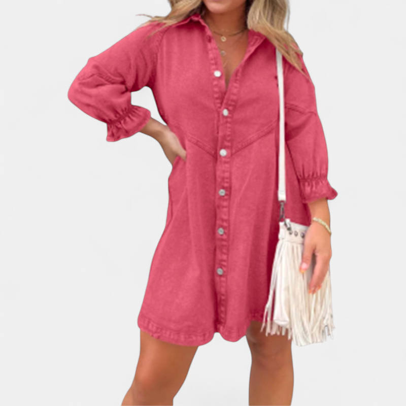Margot | Collared Puff Sleeve Fit and Flare Mini Dress