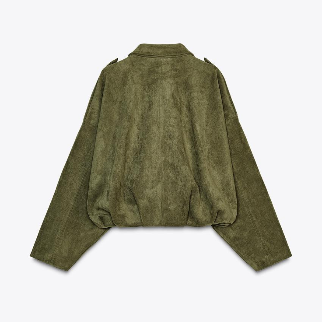Ruby | Oversized Zip Front Faux Suede Jacket