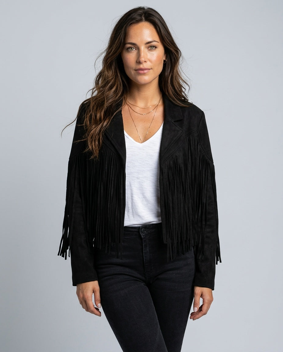 Saskia | Fringed Suede-Look Western Jacket