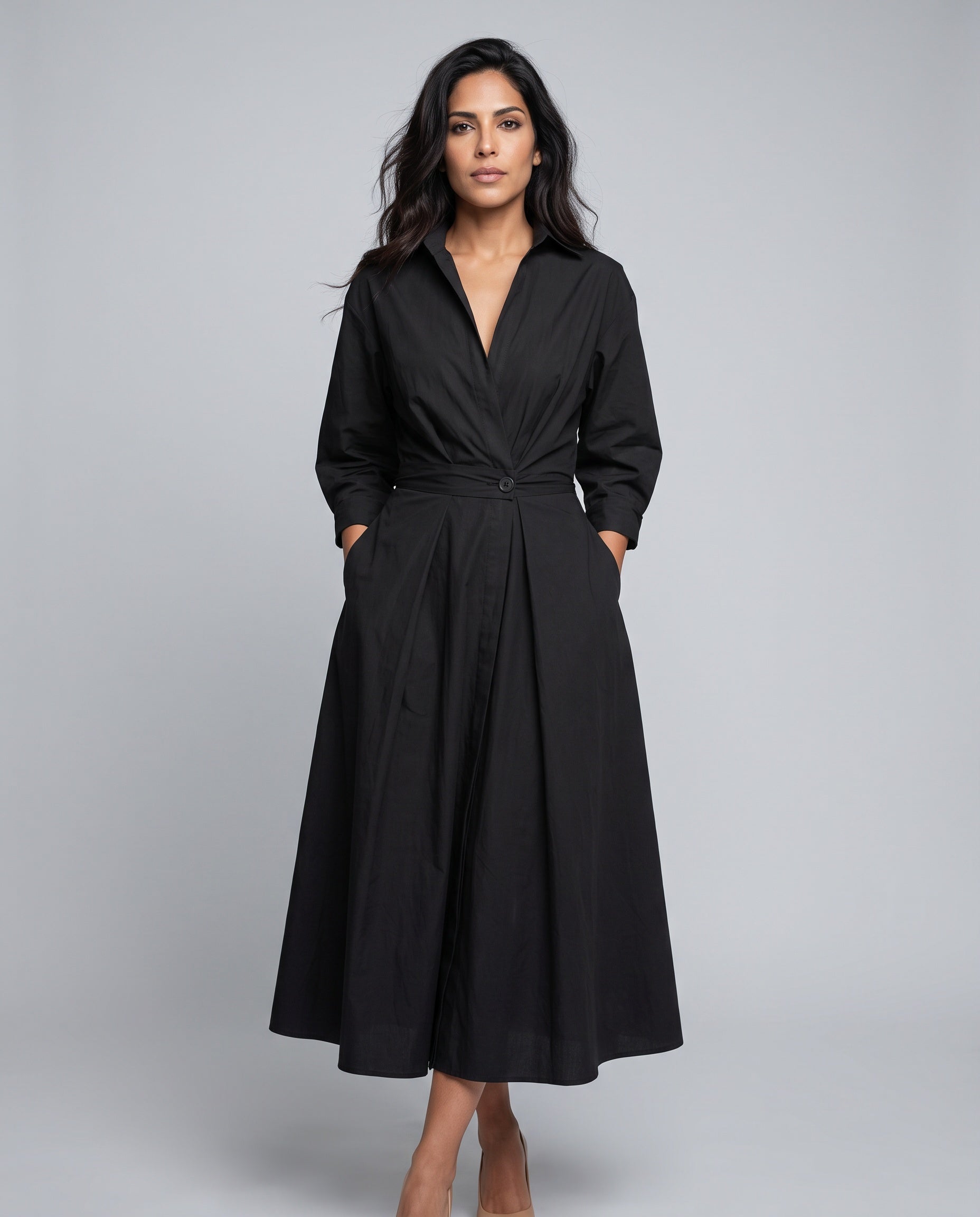 Mira | Collared Long Sleeve Maxi Dress