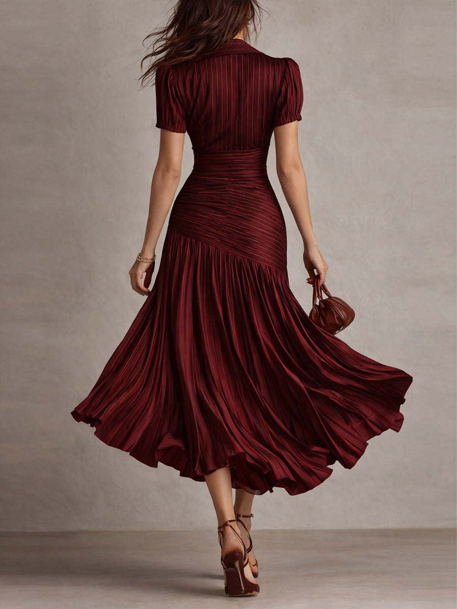 Ottavia | Retro Striped Satin-Look Midi Dress