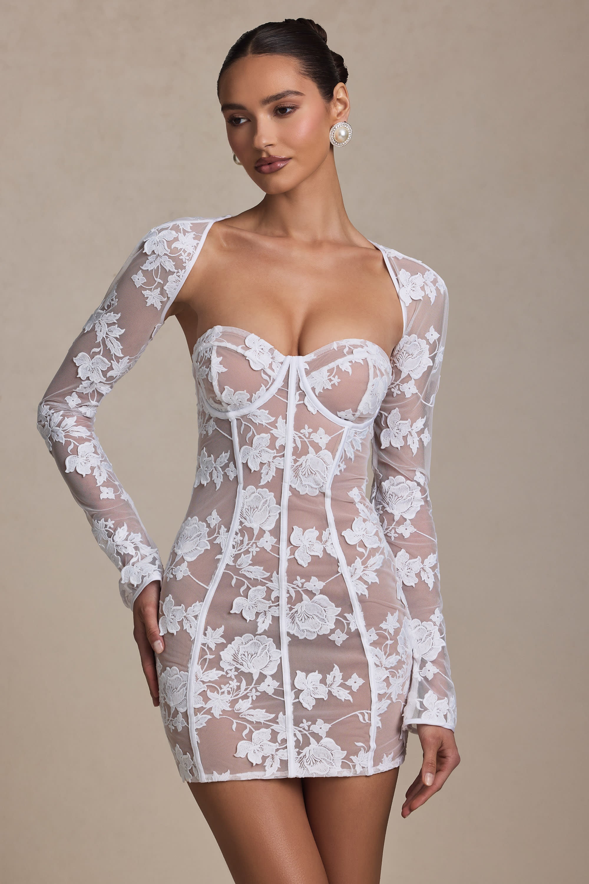 Priya | Lace Floral Corset Mini Dress