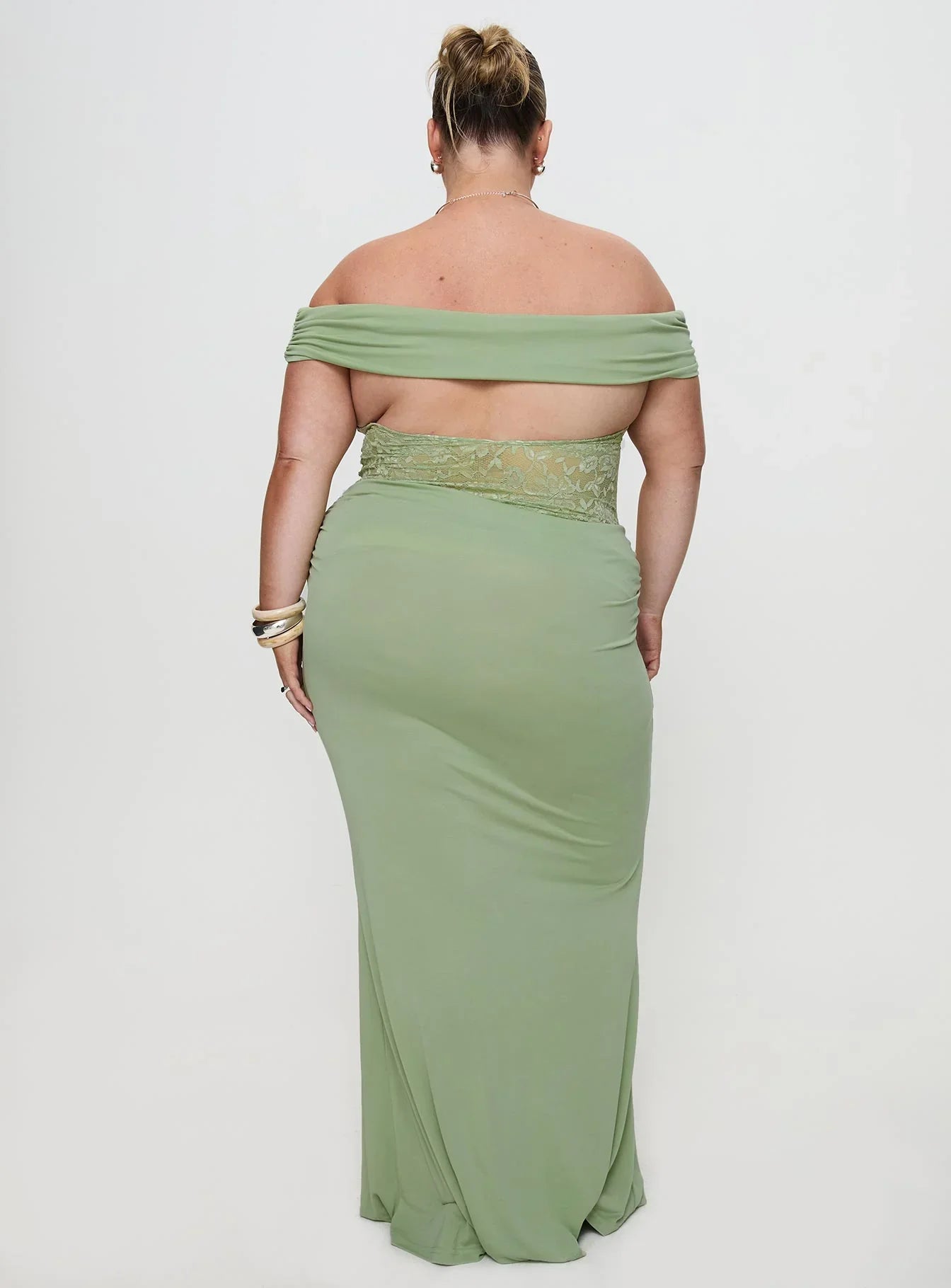 Gwendolen | Off-Shoulder Ruched Lace Maxi Dress