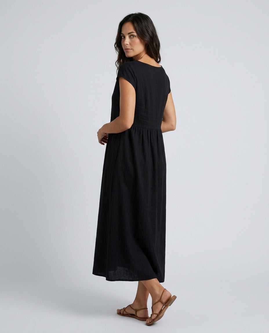 Skylar | Loose Fit Flowy Linen-Blend Maxi Dress