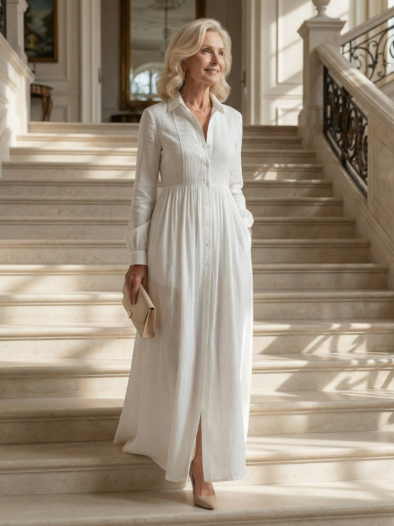 Lioren | Soft Flow White Maxi Dress