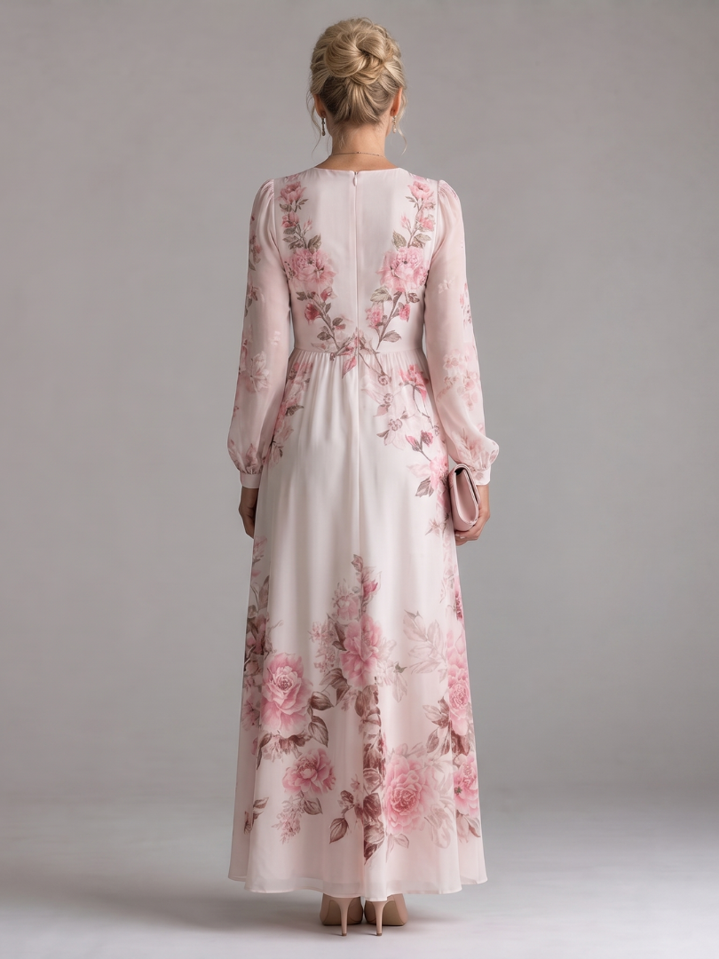 Ottilie | Long Sleeve Floral Flowy Midi Dress