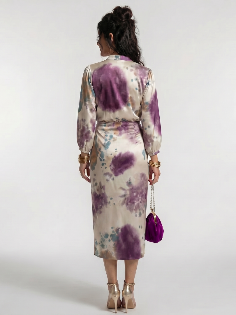 Anais | Cross Wrap Tie Waist Printed Midi Dress