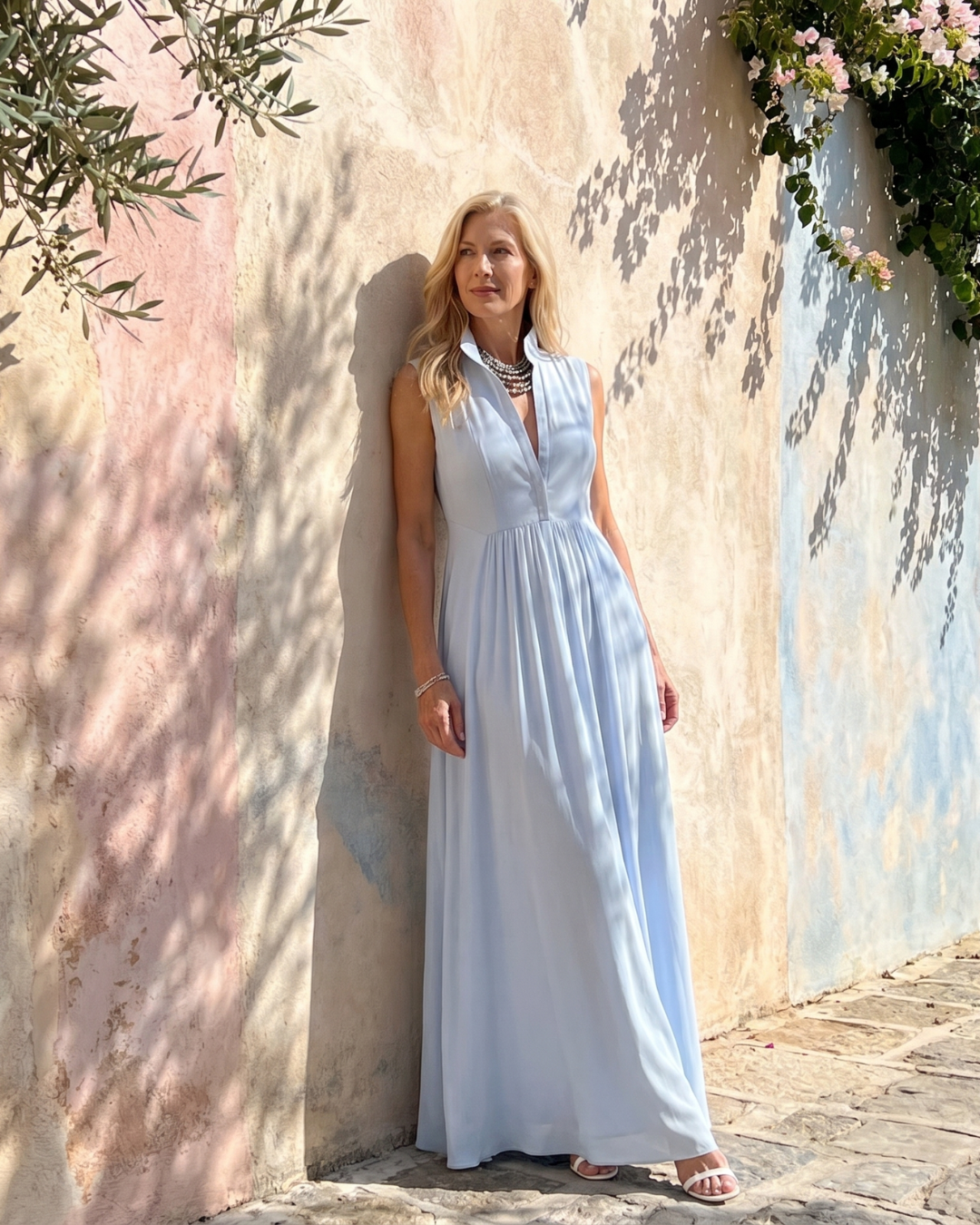 Giselle | Sleeveless Collared Wide Leg Jumpsuit
