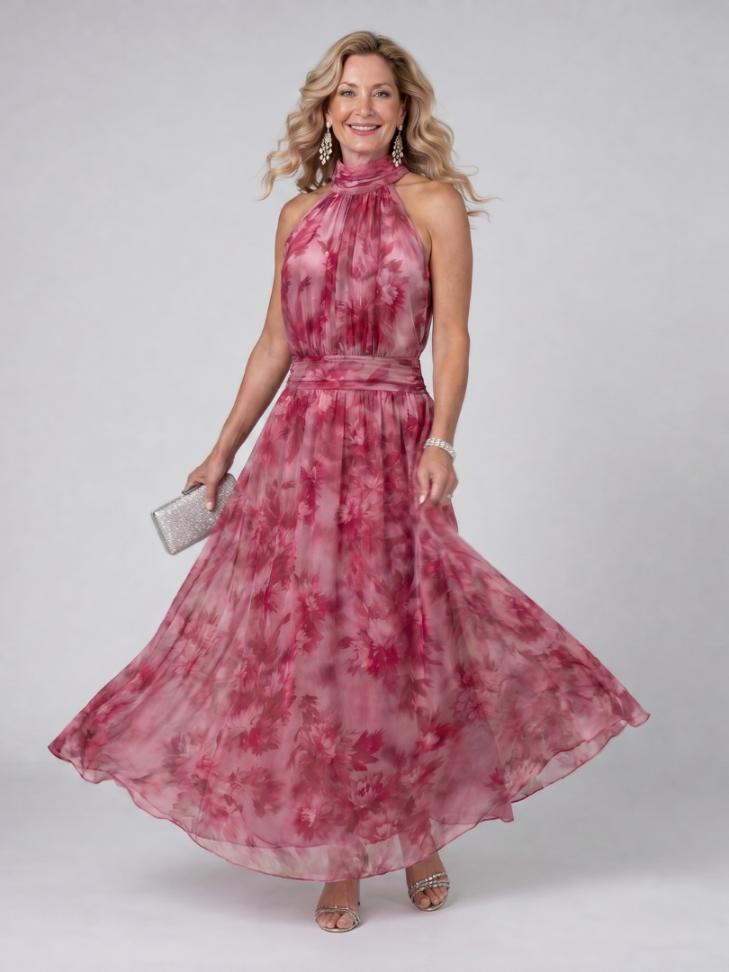 Sawyer | Halter Neck Flowy Midi Dress