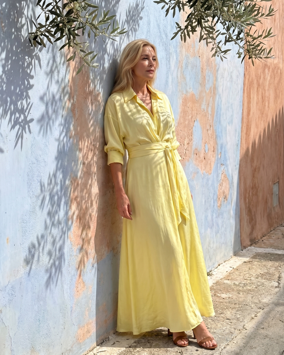 Darya | Belted Collared Long Sleeve Midi Dress