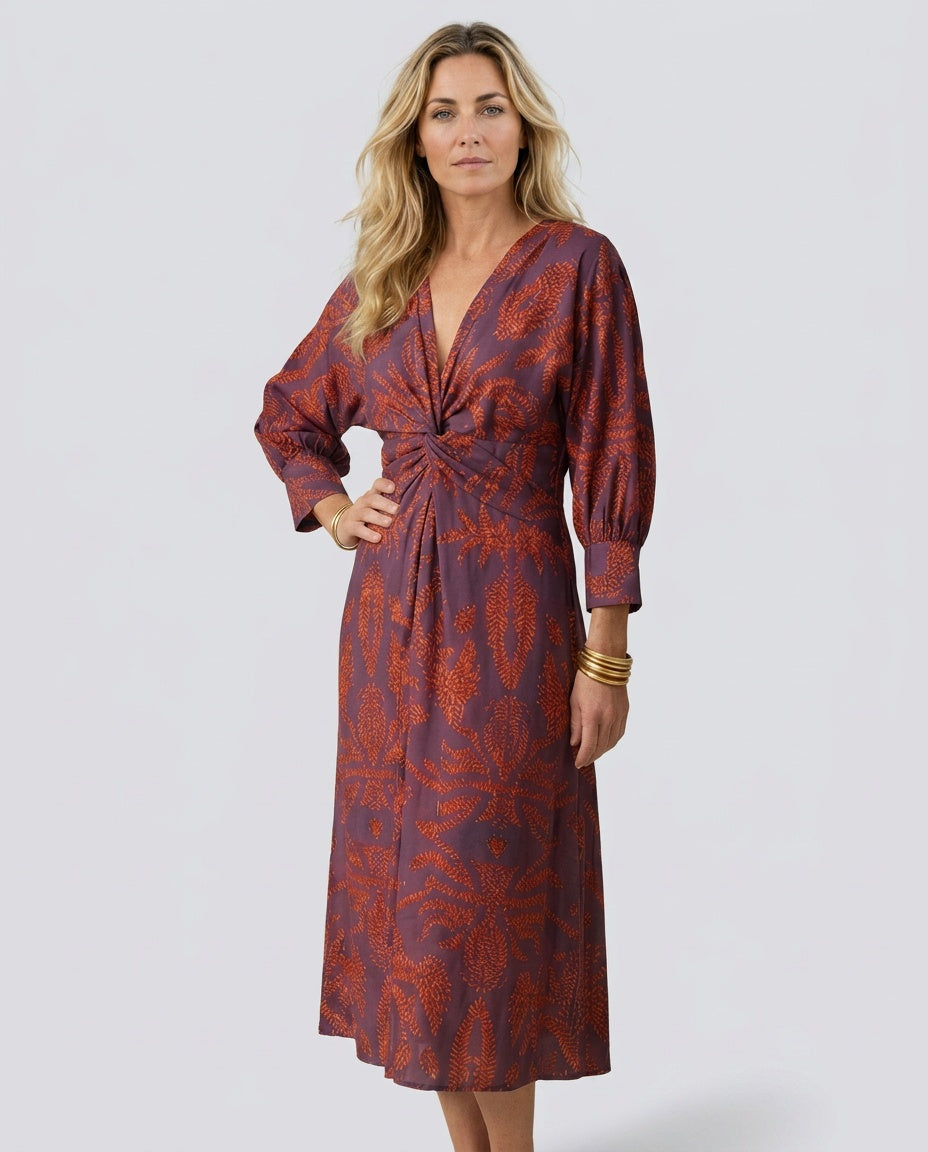 Gemma | Natural Wrap Midi Dress