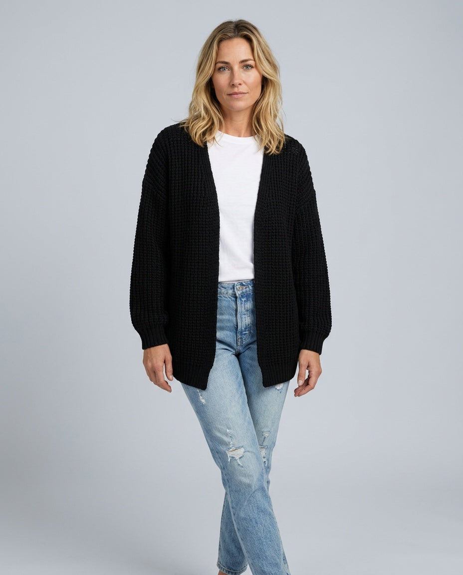 Giselle | Oversized Open Front Longline Knit Cardigan