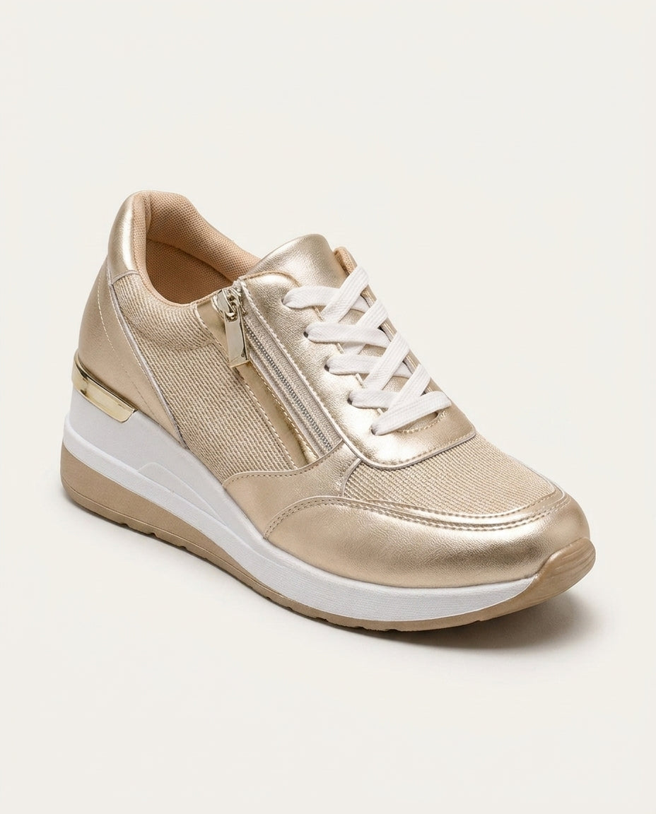 Kaia | Metallic Lace-Up Sneakers