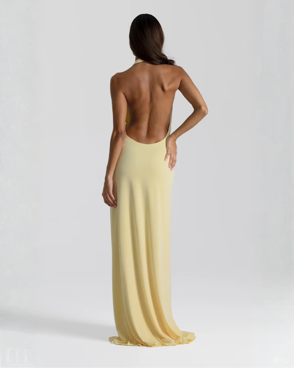 Mila | Halter Neck Backless Maxi Dress