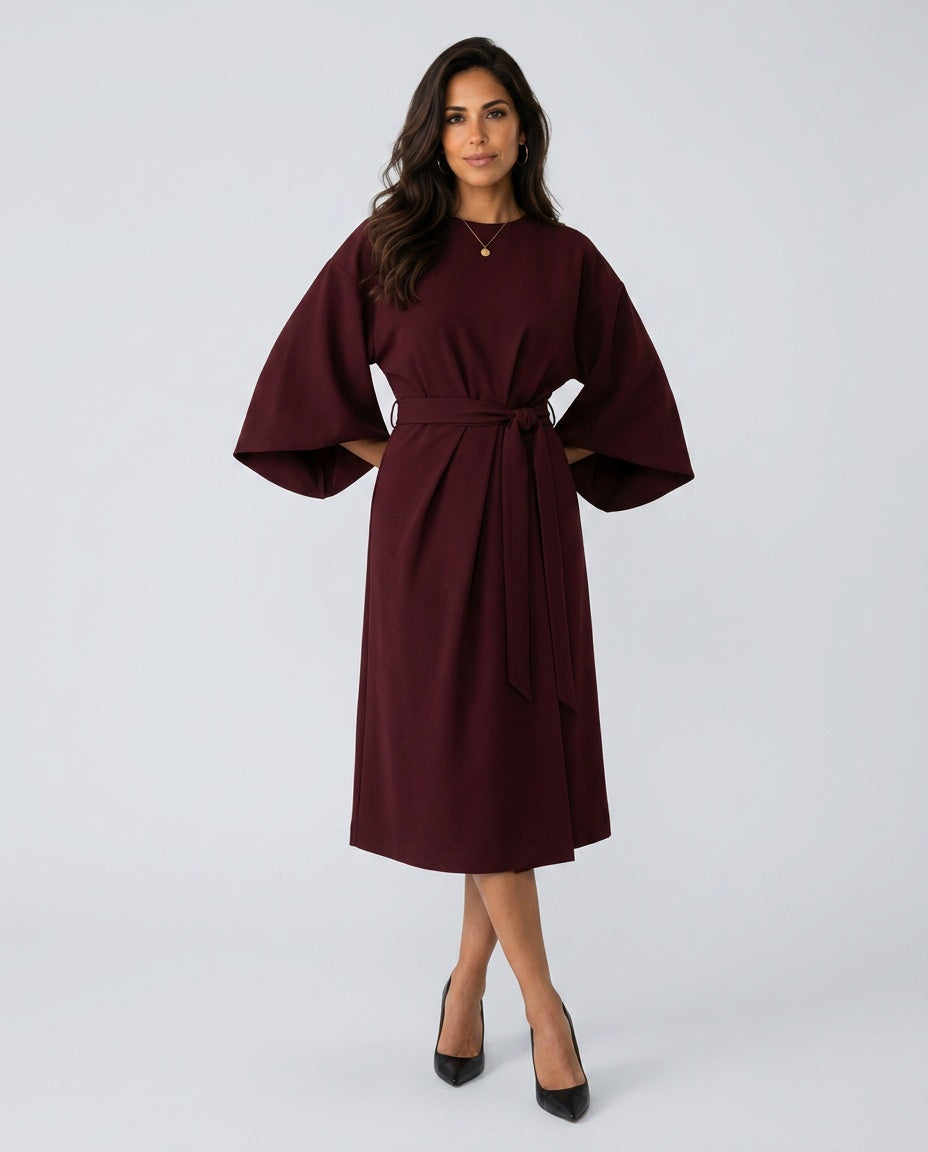 Sawyer | Cape Sleeve Asymmetric Draped Maxi Dress