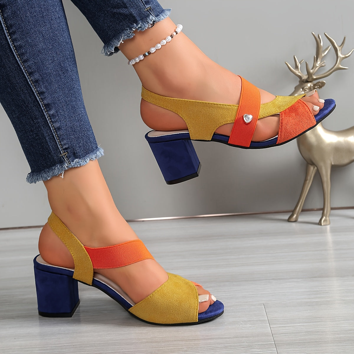 Azura | Ocean Blue Block Heel Sandals