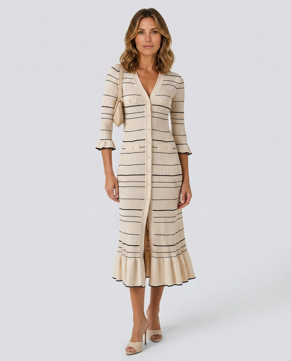 Delphine | Perforated Knit Midi Dress