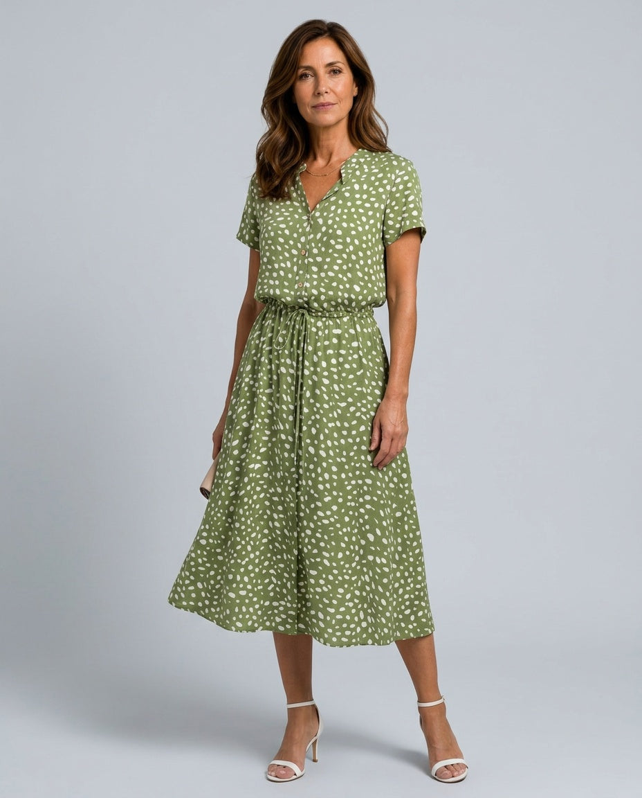 Fernanda | Printed Button-Front Belted Midi Dress