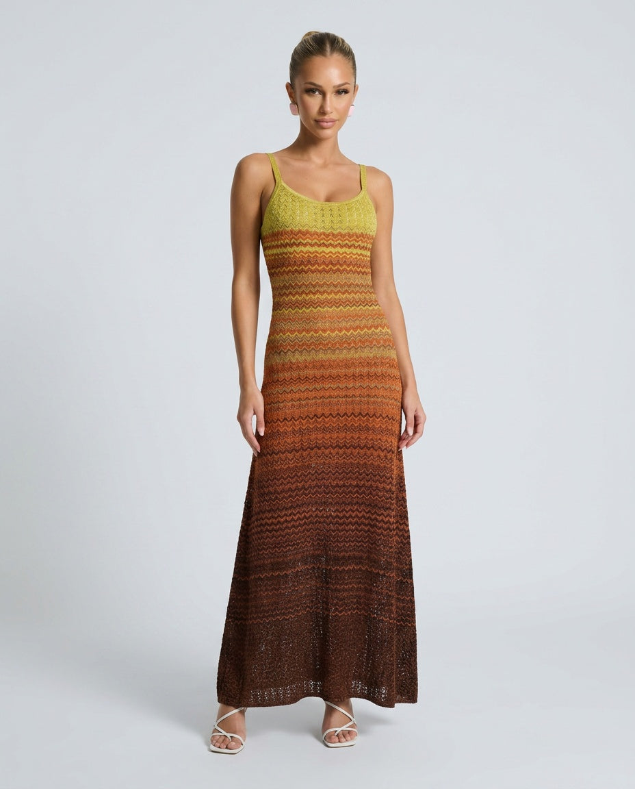 Vivienne | Ombre Knitted Sleeveless Maxi Dress