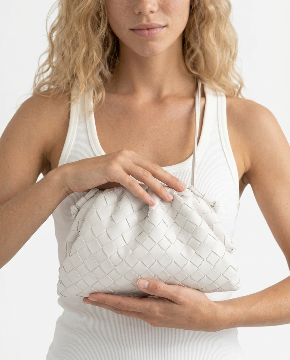 Compact Woven Texture Crossbody Pouch