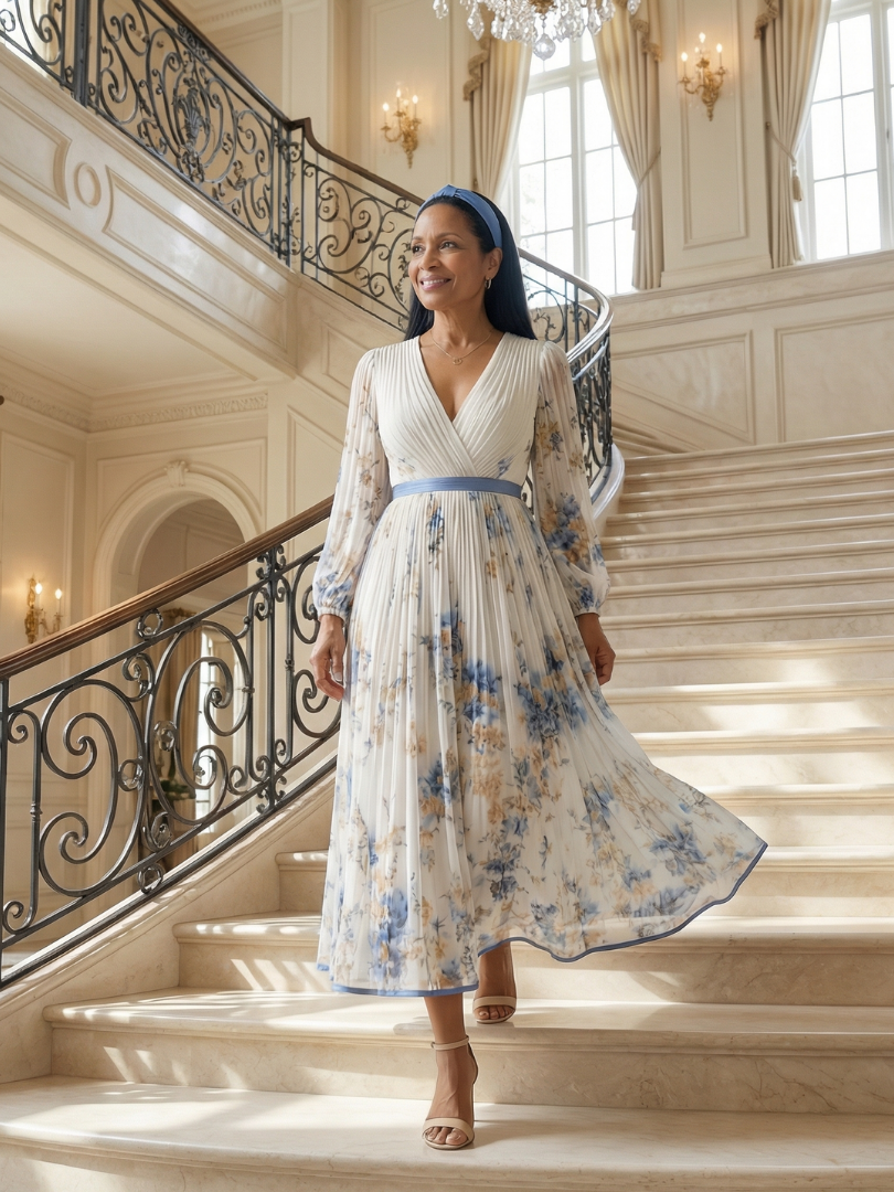 Saskia | Pleated Wrap Midi Dress
